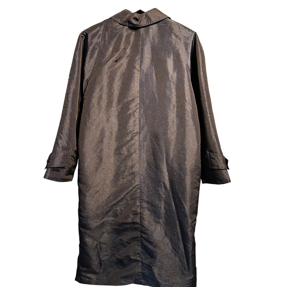 John Weitz Size 6 Trench coat Rain jacket Vintage Luxury Blue Black Print Lined - Picture 2 of 11